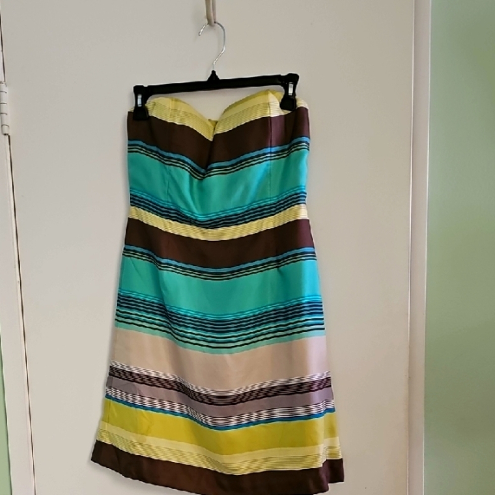 Banana Republic Silk Green Strapless Sundress Cocktail.